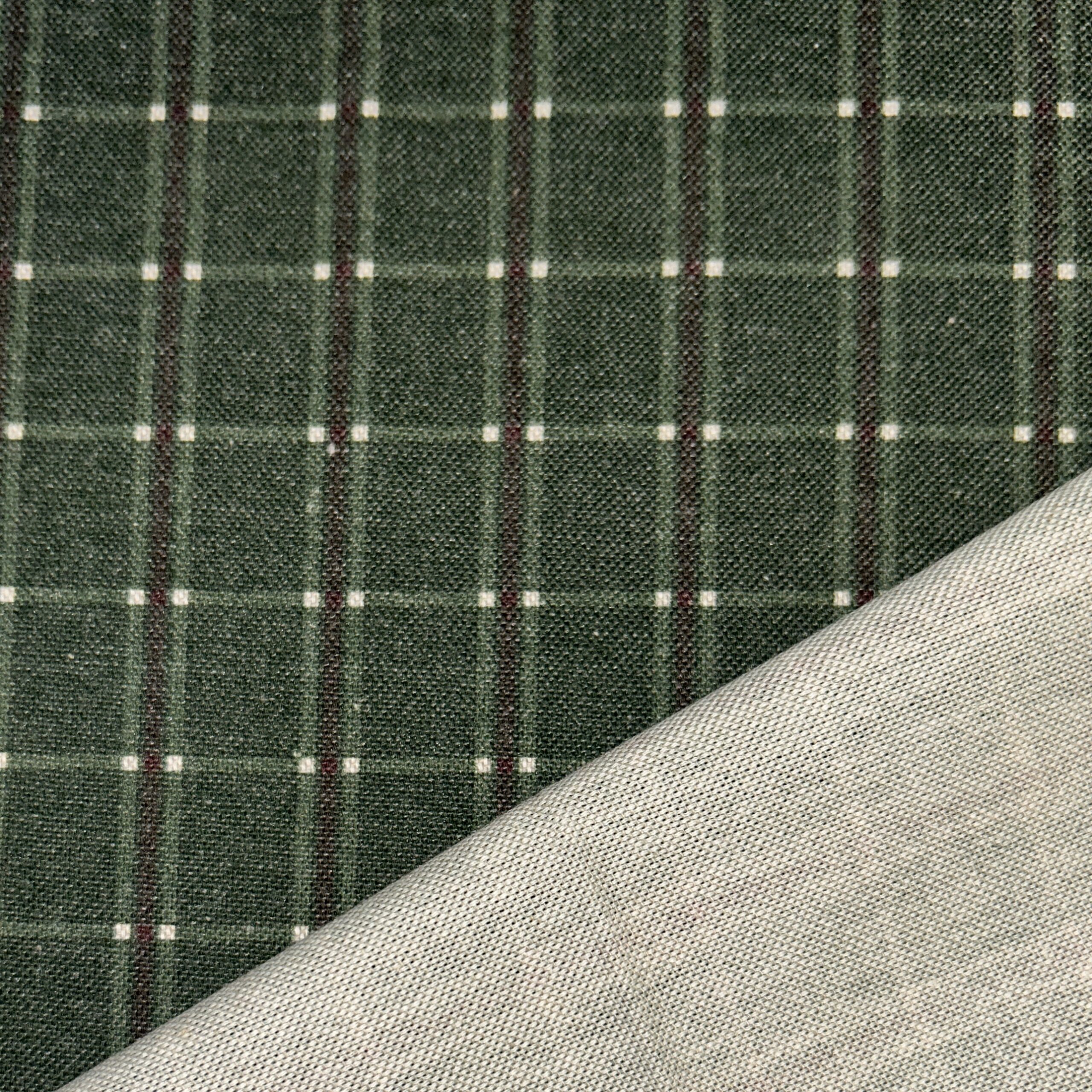 Popeline di lino verde ottico a quadri