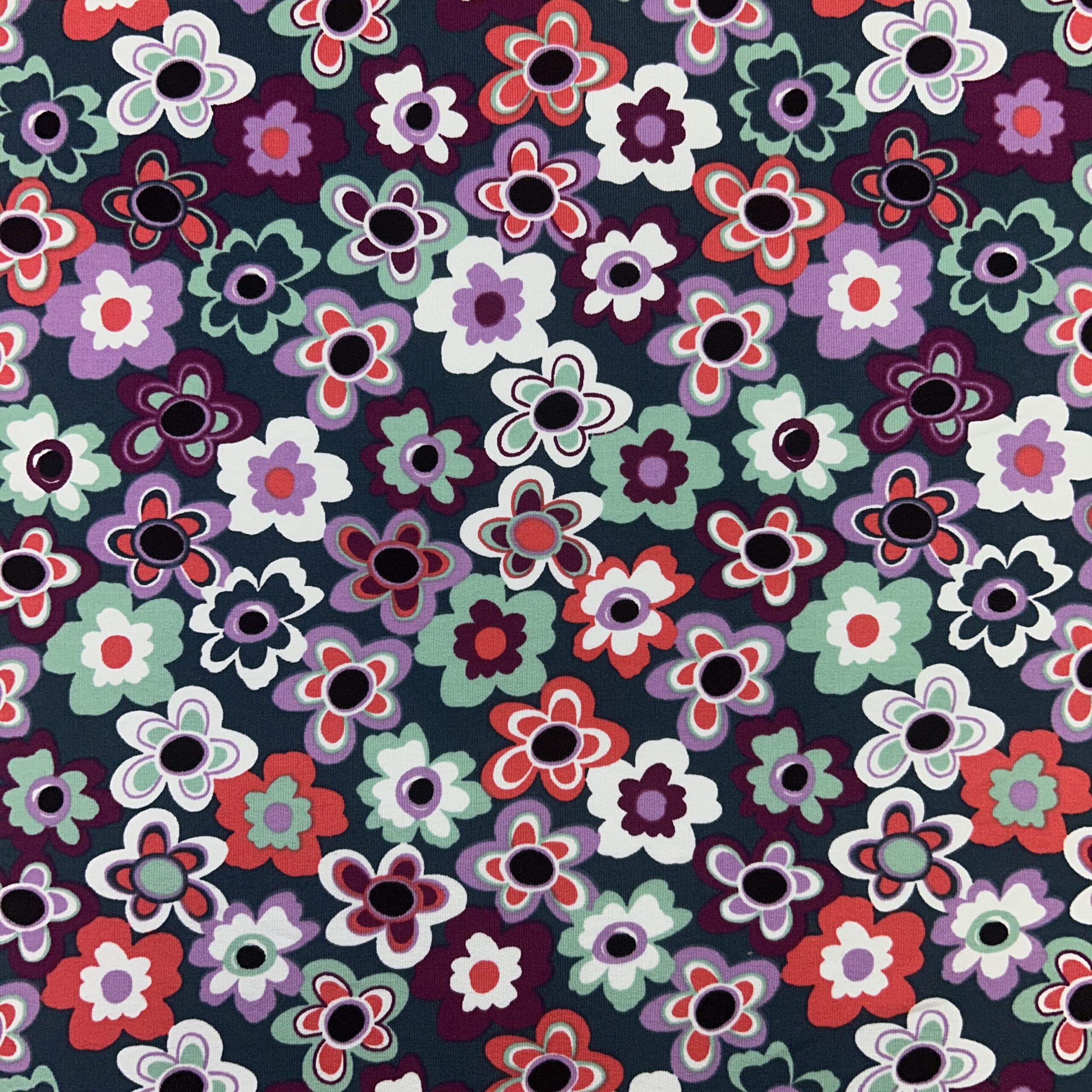 French Terry Retro-Blüten