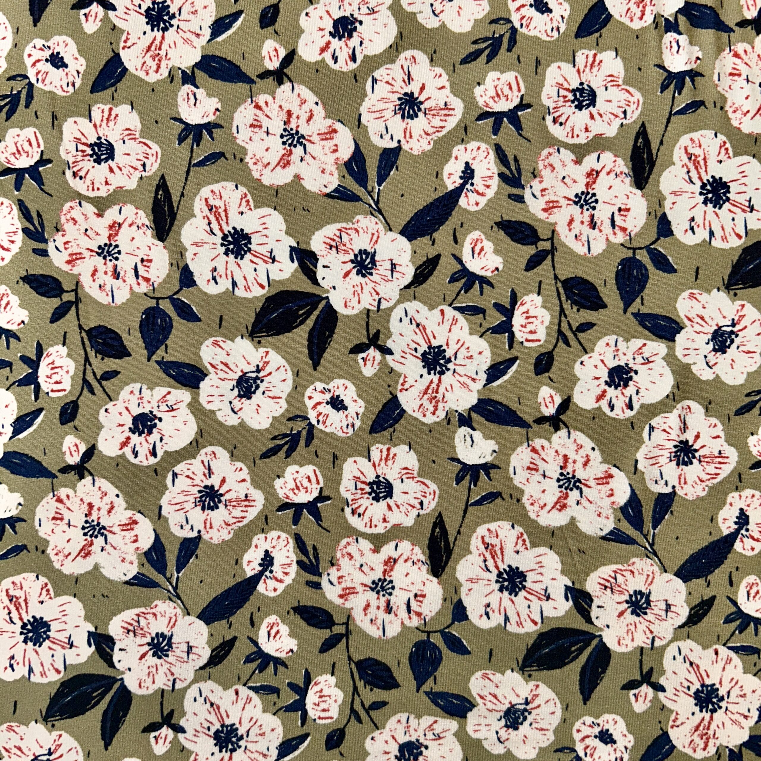 Viscose Jersey Print Flowers beige