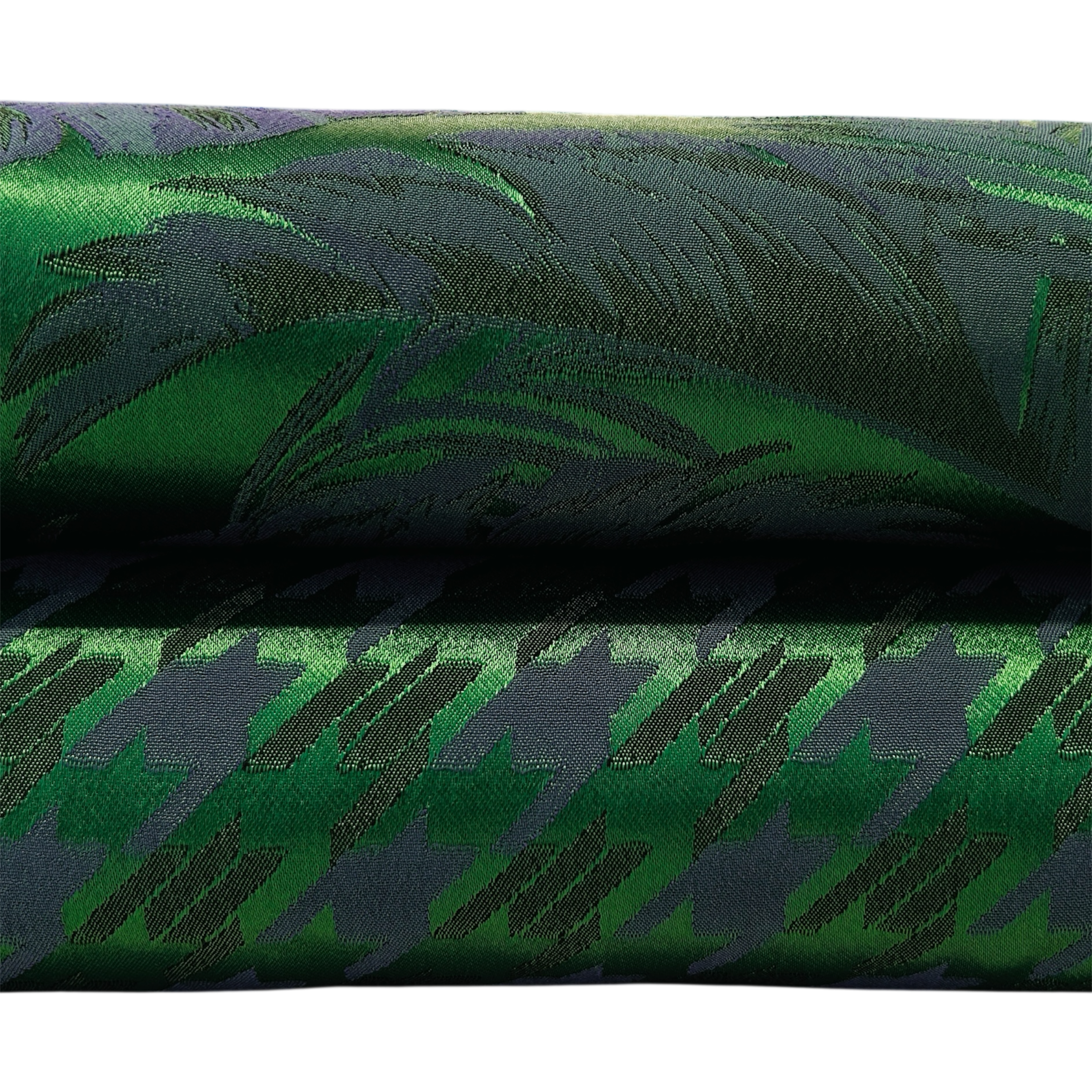 Jacquard stretch - pied-de-poule et feuilles en vert