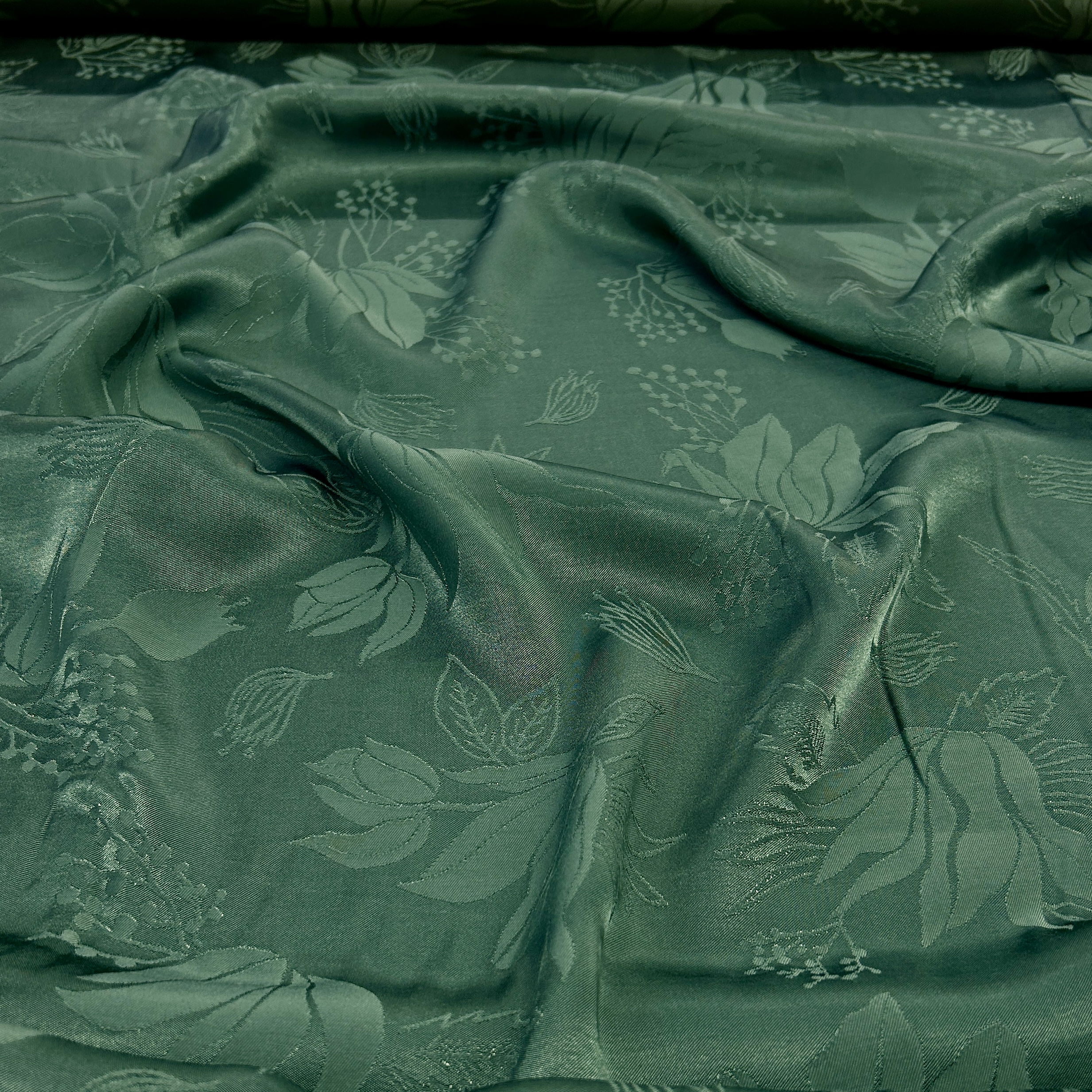 Viscose Jacquard Flower Vert et Marine