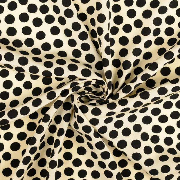 Popeline di viscosa a pois e stile