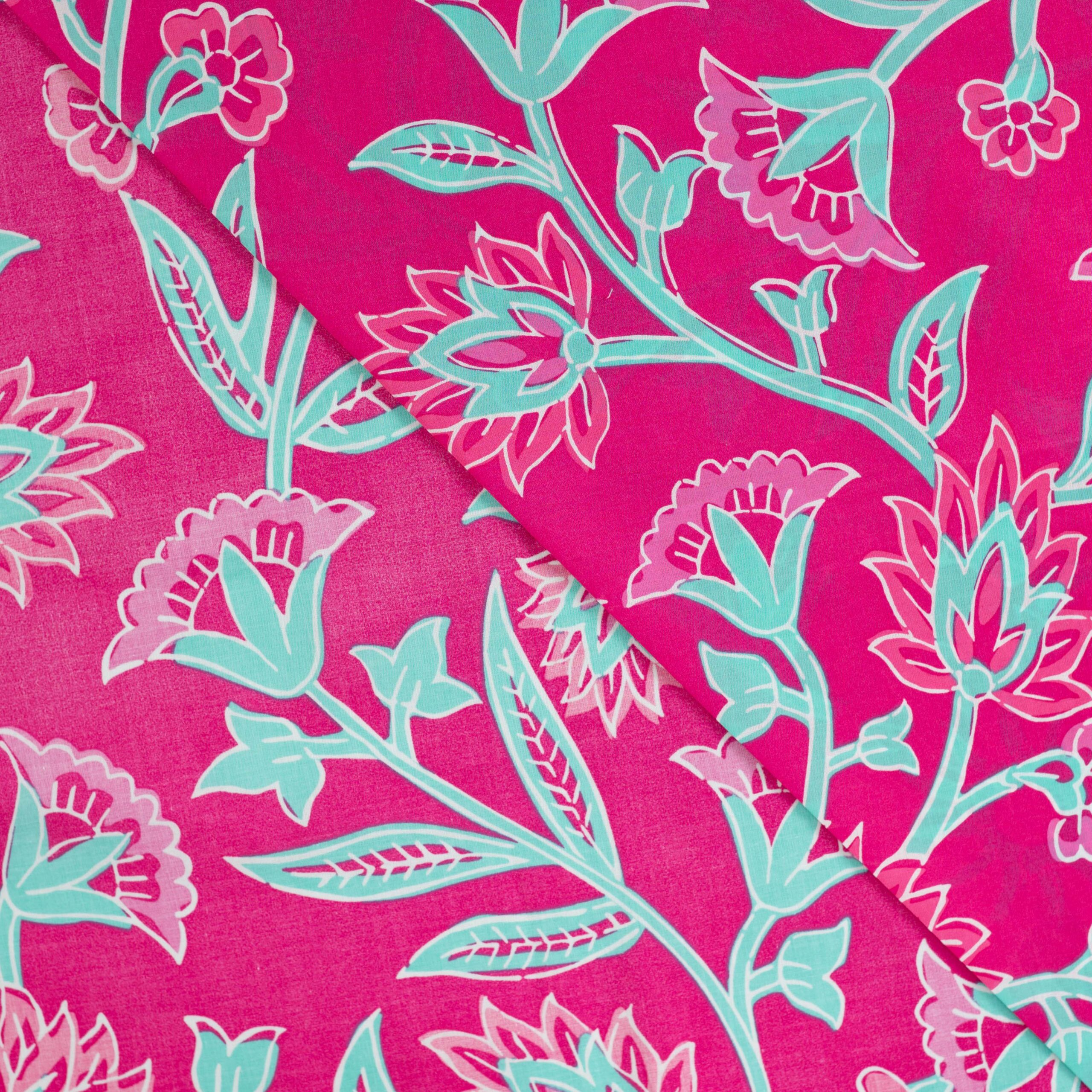 ENJOY Cotone Stampa Fiori Fucsia - immagine 4