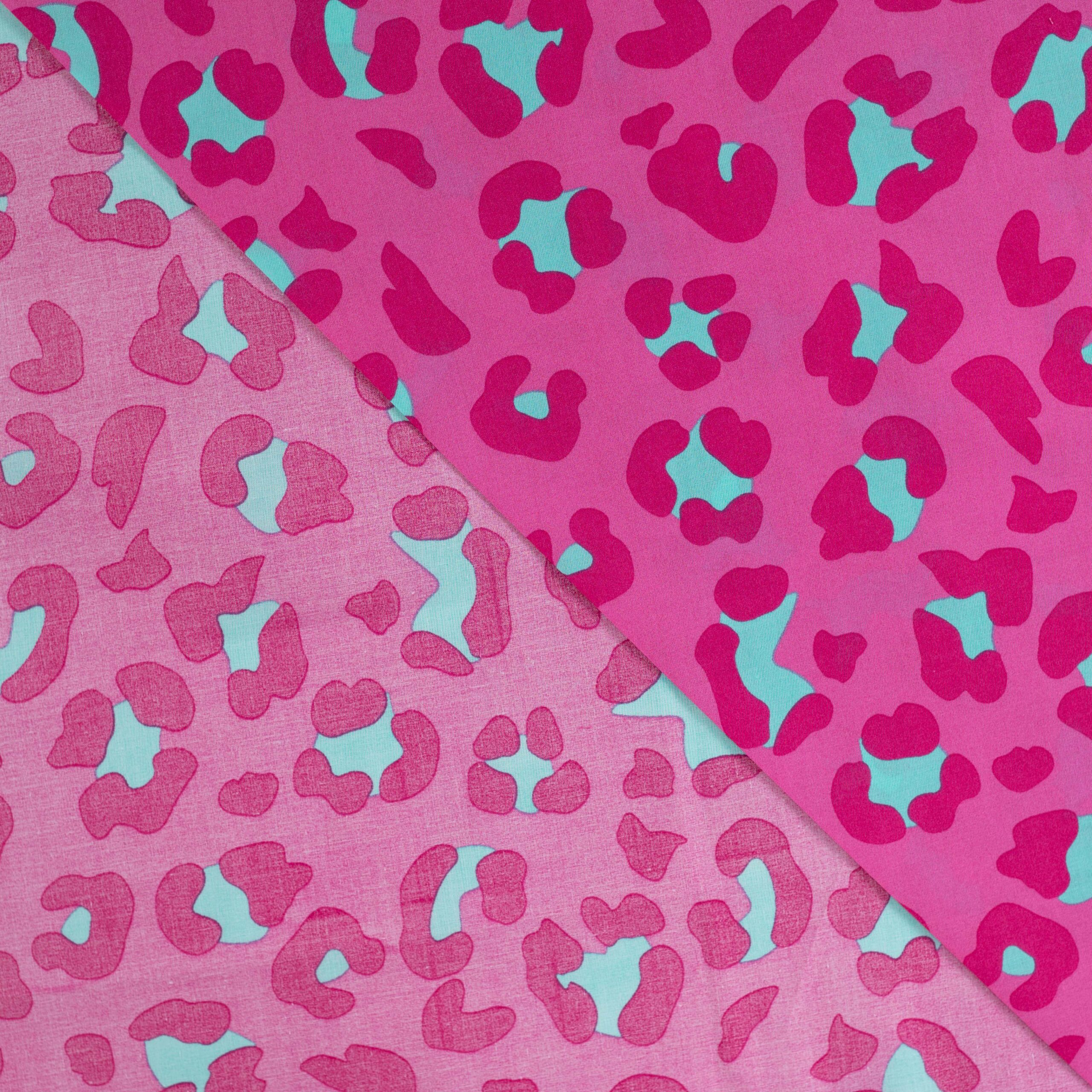 ENJOY cotone stampato fucsia leopardato - immagine 2