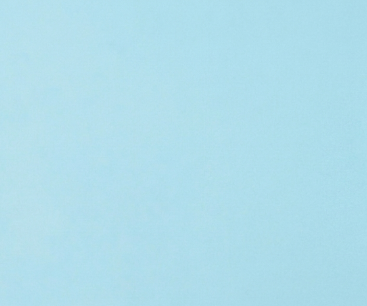 Eine einzelne weiße Hibiskusblüte auf einem hellblauen Hintergrund, minimalistisch auf der rechten Bildseite platziert.