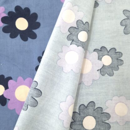 Babycord Fiori blu fumo - immagine 3