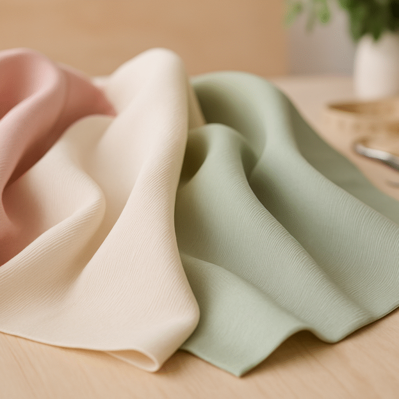 Popeline in Pastellfarben Stoff auf einem Tisch
